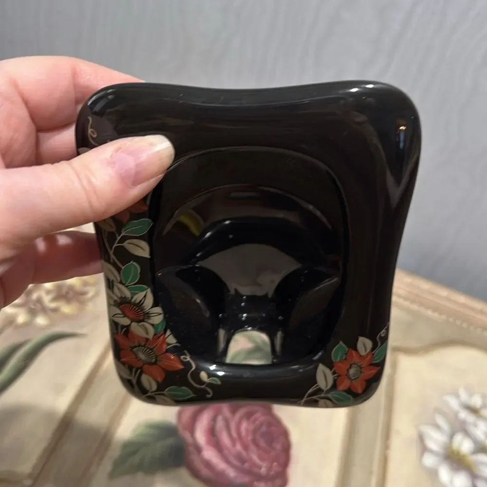 Vintage Dark Floral Photo Frames Made in Japan Set of Two